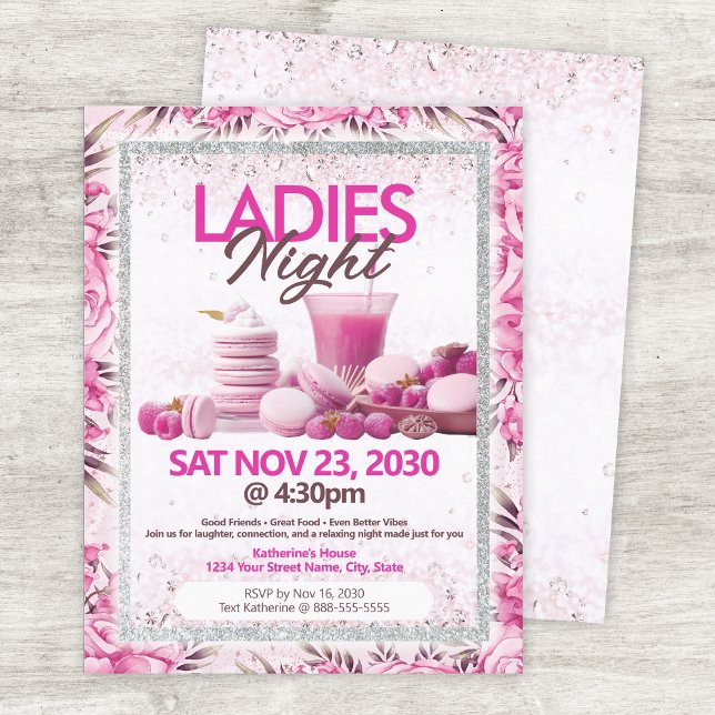 Prospectus 21,6 Cm X 24,94 Cm Ladies Night Party Pink Flyer Template (Créateur téléchargé)