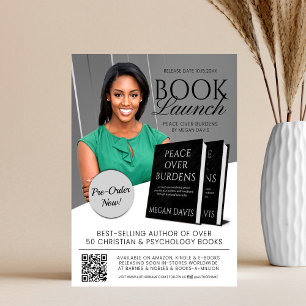 Prospectus 21,6 Cm X 24,94 Cm Lancement de livre gris et blanc promotionnel
