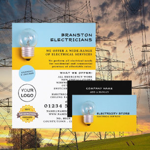 Prospectus 21,6 Cm X 24,94 Cm Large Lightbulb, Electrician Advertising