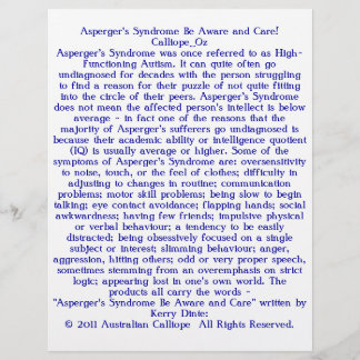 Prospectus 21,6 Cm X 24,94 Cm Le syndrome d'Asperger Soyez conscient et attentio