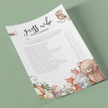 Prospectus 21,6 Cm X 24,94 Cm Les animaux des bois 'Devinez qui' jeu de Baby sho<br><div class="desc">Conçu pour coordonner avec nos invitations à la douche pour bébés 'Animal de la forêt'. Ce joli baby shower "Guess Who" jeu maman ou papa, présente des illustrations aquarelles d'un renard, cerf, hibou, écureuil, souris, oiseau et hérisson dans un bois. Chaque question peut être éditée, donc si vous voulez les...</div>