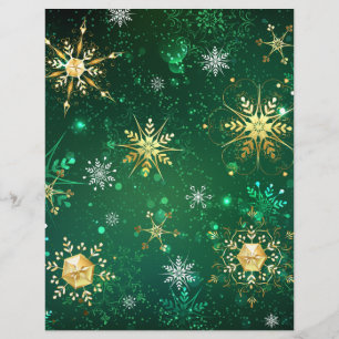 Prospectus 21,6 Cm X 24,94 Cm Les flocons dorés de Noël sur l'Arrière - plan ver