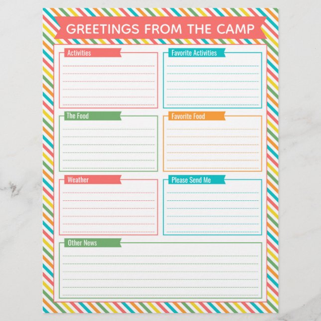 Prospectus 21,6 Cm X 24,94 Cm Lettre du camp d'été (Devant)