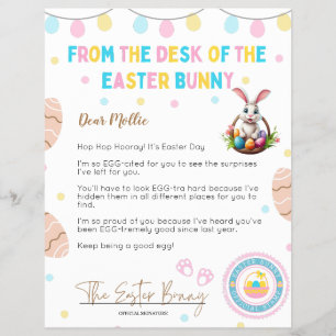 Prospectus 21,6 Cm X 24,94 Cm Lettre personnalisée pour enfants du lapin de Pâqu