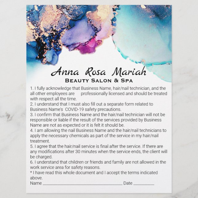 Prospectus 21,6 Cm X 24,94 Cm *~* Levée de responsabilité Abstraite + Beauté des (Devant)