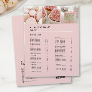 Prospectus 21,6 Cm X 24,94 Cm Liste de prix QR personnalisée pour boulangerie ro