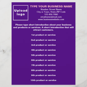 Prospectus 21,6 Cm X 24,94 Cm Liste des produits ou services commerciaux Purple