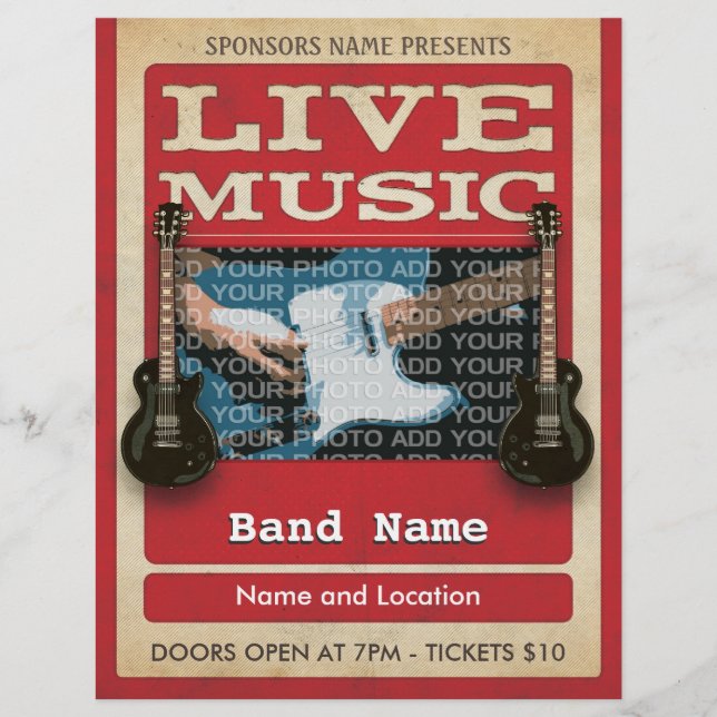 Prospectus 21,6 Cm X 24,94 Cm Live Music Band Photo Rouge (Devant)