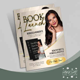 Prospectus 21,6 Cm X 24,94 Cm Livre Beige & Or Lancement Publier Auteur Annonce