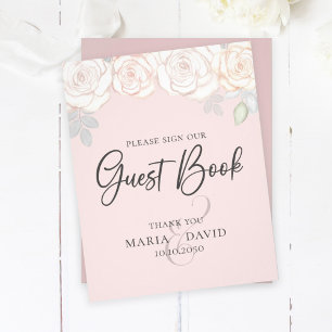 Prospectus 21,6 Cm X 24,94 Cm Livre d'or de mariage élégant Signe Rose Pâle