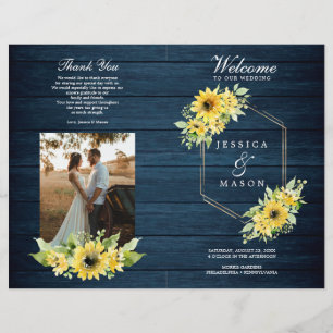 Prospectus 21,6 Cm X 24,94 Cm Livret de Programme de Mariage Fleurs de Tournesol