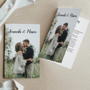 Prospectus 21,6 Cm X 24,94 Cm Livret de Programme de Mariage Plié Avec Photo