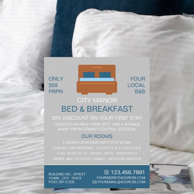 Prospectus 21,6 Cm X 24,94 Cm Logo, Bed & Breakfast Hébergement Advert (Créateur téléchargé)