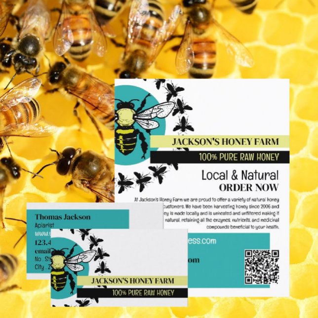 Prospectus 21,6 Cm X 24,94 Cm Logo d'abeilles - Beeyard, Honey Farm Publicité (Créateur téléchargé)