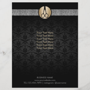 Prospectus 21,6 Cm X 24,94 Cm Logo de ciseaux dorés modernes styliste de cheveux