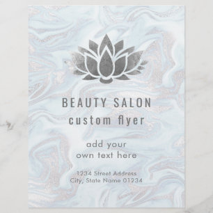 Prospectus 21,6 Cm X 24,94 Cm Logo de lotus en feuille d'argent FAUX sur marbre 