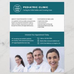 Prospectus 21,6 Cm X 24,94 Cm Logo de médecin de clinique pédiatrique Photo QR S