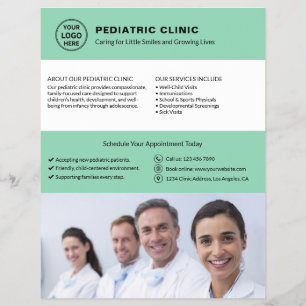 Prospectus 21,6 Cm X 24,94 Cm Logo de médecin de clinique pédiatrique Photo QR V
