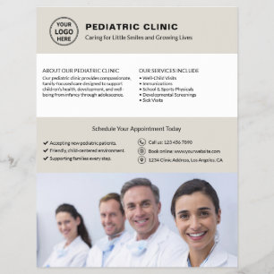 Prospectus 21,6 Cm X 24,94 Cm Logo de médecin de clinique pédiatrique QR Neutre 