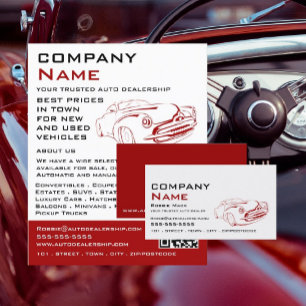 Prospectus 21,6 Cm X 24,94 Cm Logo de voiture rouge, concessionnaire automobile