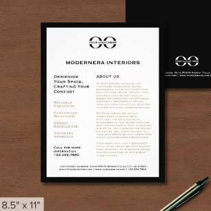 Prospectus 21,6 Cm X 24,94 Cm Logo d'entreprise Flyer promotionnel noir et blanc