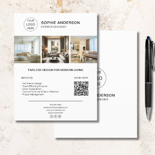 Prospectus 21,6 Cm X 24,94 Cm Logo du concepteur intérieur Photo QR White Busine