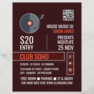 Prospectus 21,6 Cm X 24,94 Cm Logo du lecteur de disques, publicité DJ professio