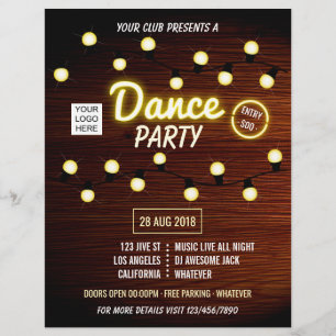 Prospectus 21,6 Cm X 24,94 Cm Logo et photo de musique de danse de DJ de club