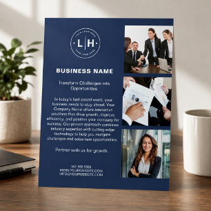 Prospectus 21,6 Cm X 24,94 Cm Logo Moderne Photo Bleu Marine Entreprise Commerci