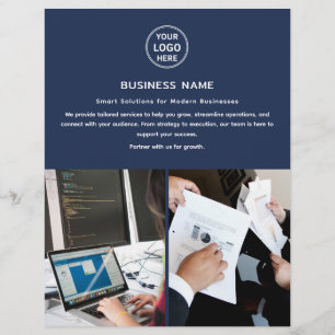Prospectus 21,6 Cm X 24,94 Cm Logo moderne Photo Marine Blue Professional Busine