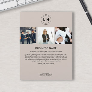 Prospectus 21,6 Cm X 24,94 Cm Logo personnalisé moderne Photo Beige Entreprise d