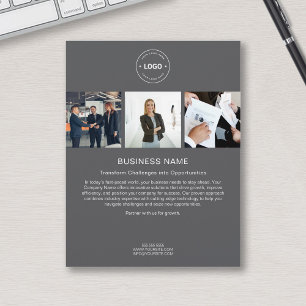 Prospectus 21,6 Cm X 24,94 Cm Logo Personnalisé Moderne Photo Grey Entreprise