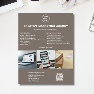 Prospectus 21,6 Cm X 24,94 Cm Logo personnalisé Photo QR Taupe Marketing Entrepr