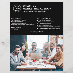 Prospectus 21,6 Cm X 24,94 Cm Logo Photo QR Black Marketing Creative Business