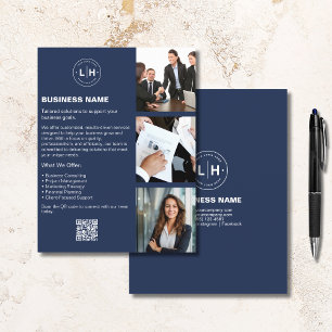 Prospectus 21,6 Cm X 24,94 Cm Logo Photo QR Bleu Marine Professionnel Entreprise