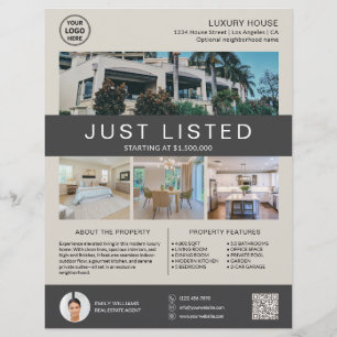 Prospectus 21,6 Cm X 24,94 Cm Logo Photo QR Neutre Maison à Vendre Immobilier