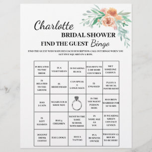 Prospectus 21,6 Cm X 24,94 Cm Loto de Baby Shower Floral Find The Guest