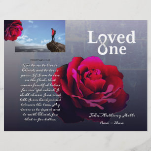 Prospectus 21,6 Cm X 24,94 Cm Love One Red Rose Memorial Service Programme