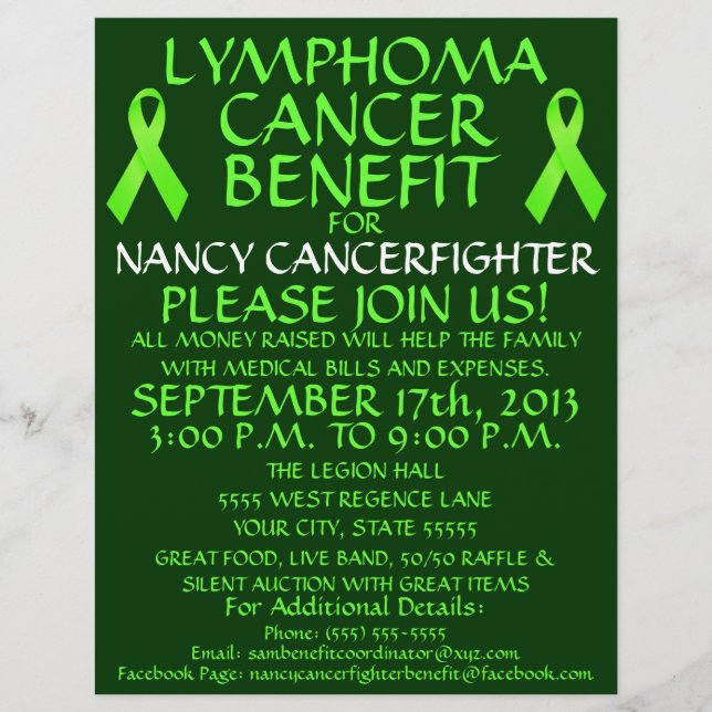 Prospectus 21,6 Cm X 24,94 Cm Lymphoma Cancer Benefit Flyer (Devant)