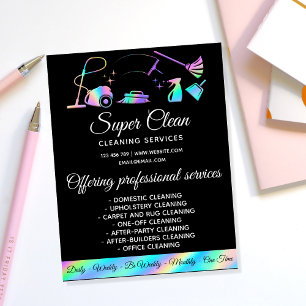 Prospectus 21,6 Cm X 24,94 Cm Maid Cleaning House Sparkling Holographic Flyer
