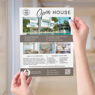 Prospectus 21,6 Cm X 24,94 Cm Maison ouverte de biens immobiliers Logo personnal