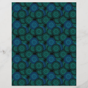 Prospectus 21,6 Cm X 24,94 Cm Mandala bleu turquoise ronde sur arrière - plan no