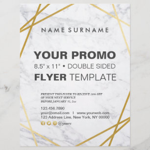 Prospectus 21,6 Cm X 24,94 Cm Marbre d'or minimaliste moderne géométrique 8,5 po