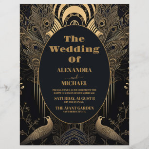 Prospectus 21,6 Cm X 24,94 Cm Mariage Art déco élégant et économique