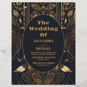 Prospectus 21,6 Cm X 24,94 Cm Mariage Art déco élégant et économique