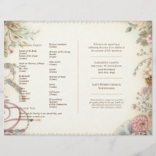 Prospectus 21,6 Cm X 24,94 Cm Maximaliste Programme Mariage Shabby Chic Vintage