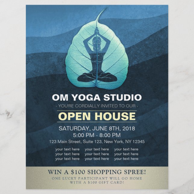 Prospectus 21,6 Cm X 24,94 Cm Méditation de l'enseignant de Yoga Pose Bodhi Leaf (Devant)