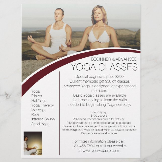 Prospectus 21,6 Cm X 24,94 Cm Méditation personnalisable Yoga classe flyers (Devant)