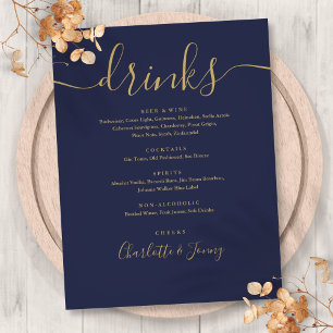 Prospectus 21,6 Cm X 24,94 Cm Menu de boissons Mariage de  de script moderne Mar