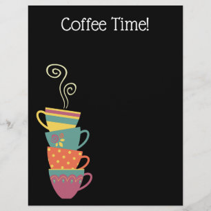Prospectus 21,6 Cm X 24,94 Cm Menu de tasses à café, noir moderne